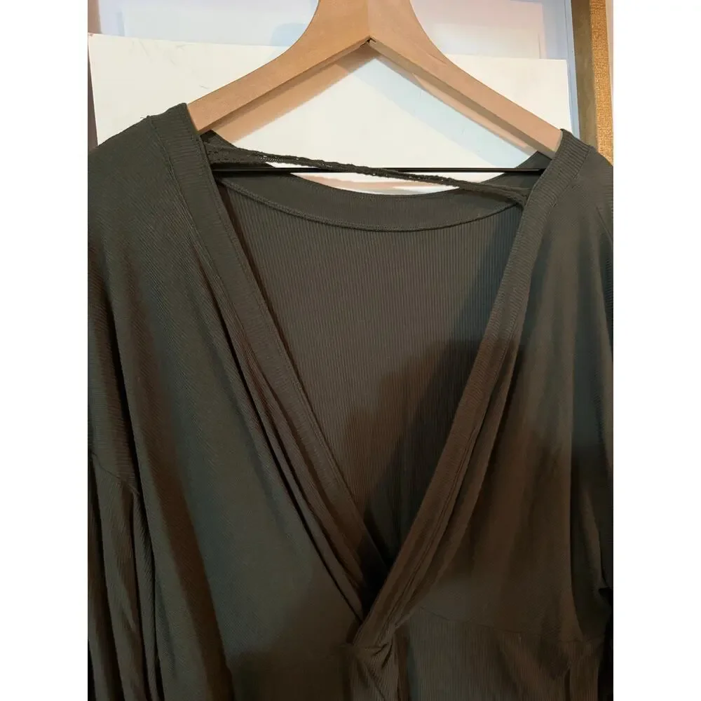 Free people Shimmy Shake Top open back in green size small